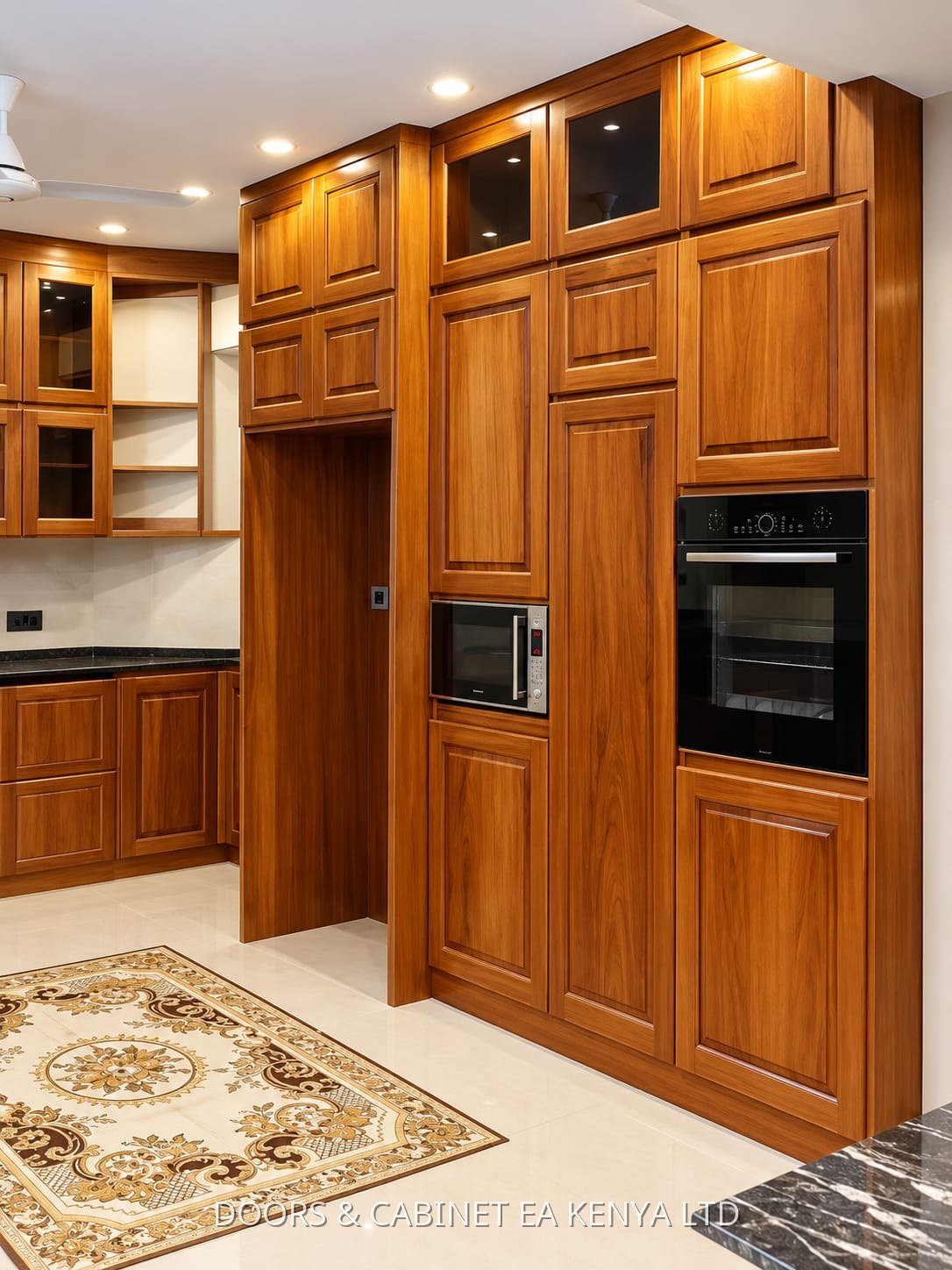 Mvule High-Level Tall Unit with Oven Tower — Kitchen Cabinets by Doors and Cabinet EA, Mombasa