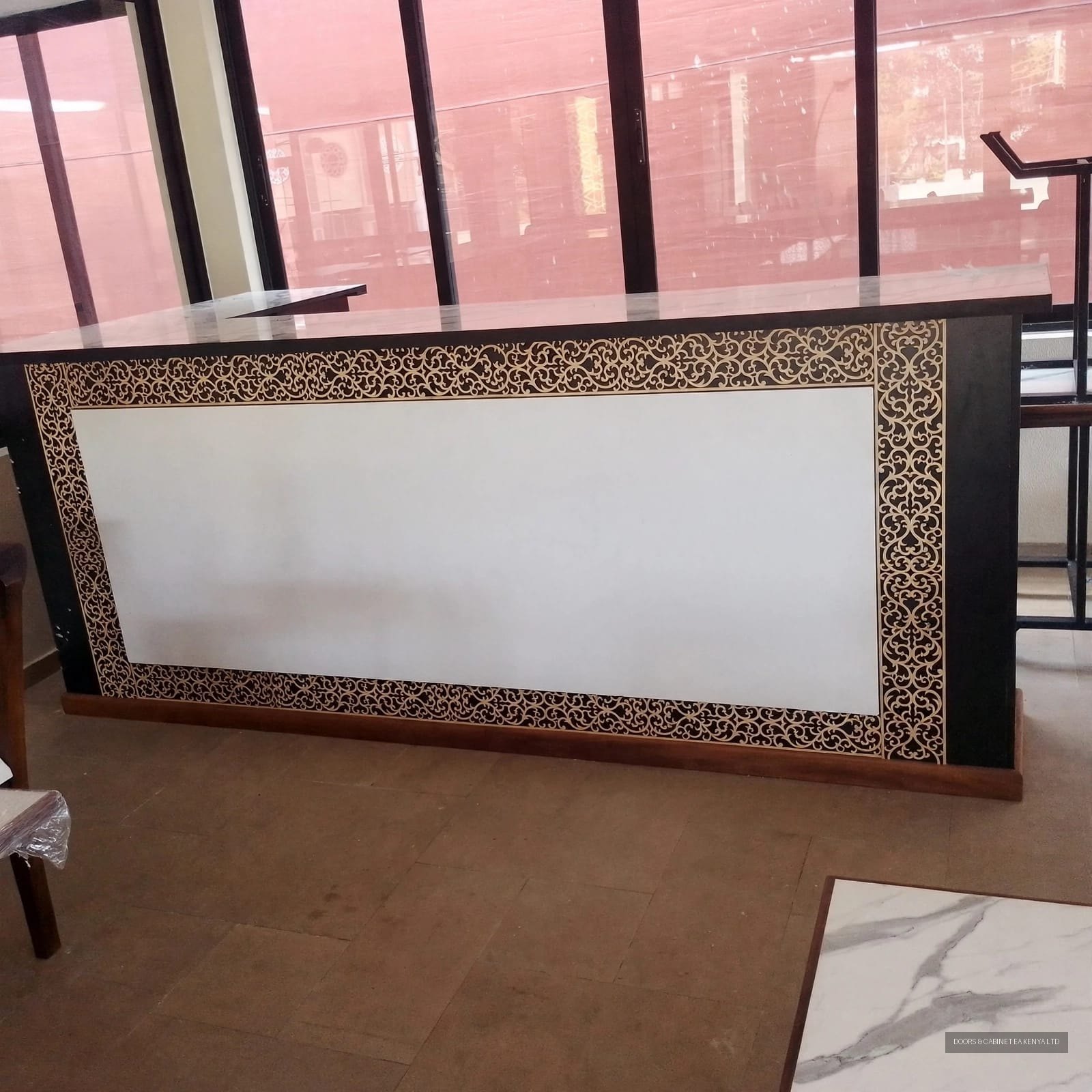 Fretwork Reception Counter — Office / Custom Woodwork by Doors and Cabinet EA, Mombasa