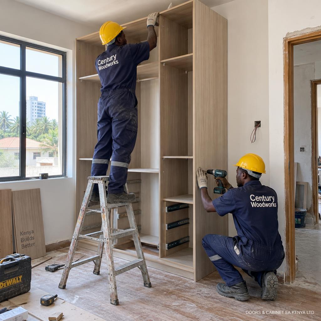Fitting a Wardrobe On Site — Doors and Cabinet EA fitters in Mombasa