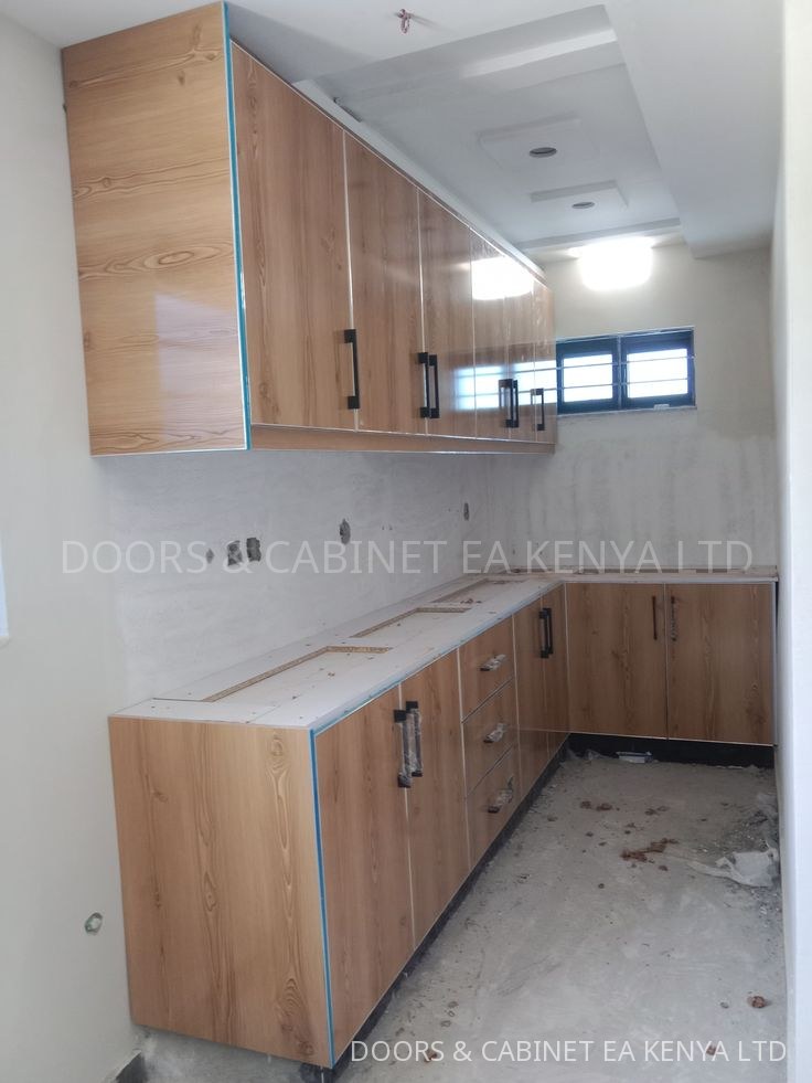 Pine Gloss Fitted Kitchen — Kitchen Cabinets by Doors and Cabinet EA, Mombasa